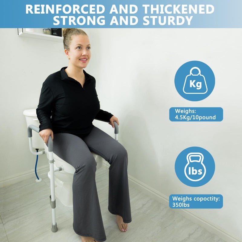 WeHwupe Raised Toilet Seat with Handles for Elderly - Toilet Seat Risers for Seniors with Adjustable Padded Arms - Elevated Toilet Safety Seat for Standard or Elongated Commode - Image 2