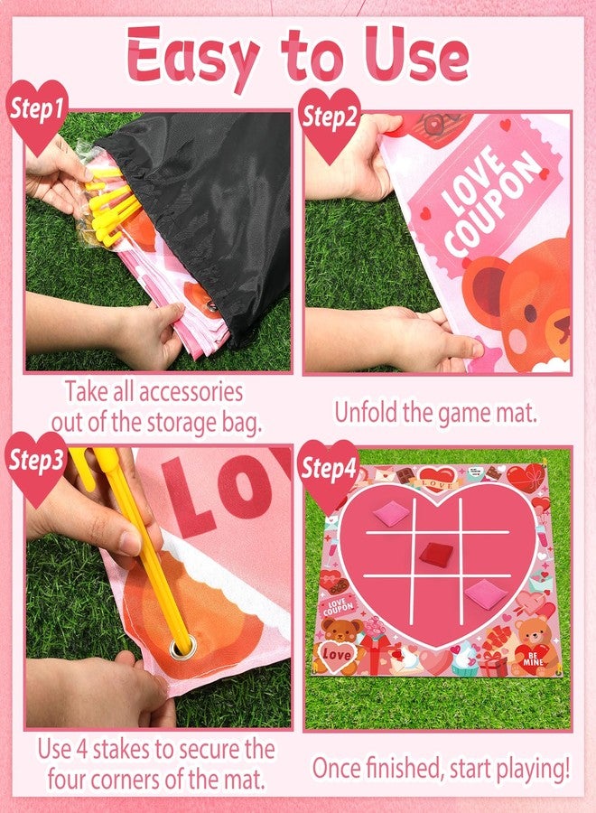 OBUSATT Valentines Party Games Valentines Games for Adults Kids Classroom Bean Bag Toss Tic Tac Toe Game 4ft Giant Lawn Yard Outdoor Games Valentine Day Class Activities Backyard Camping Holiday Party Favors - Image 3