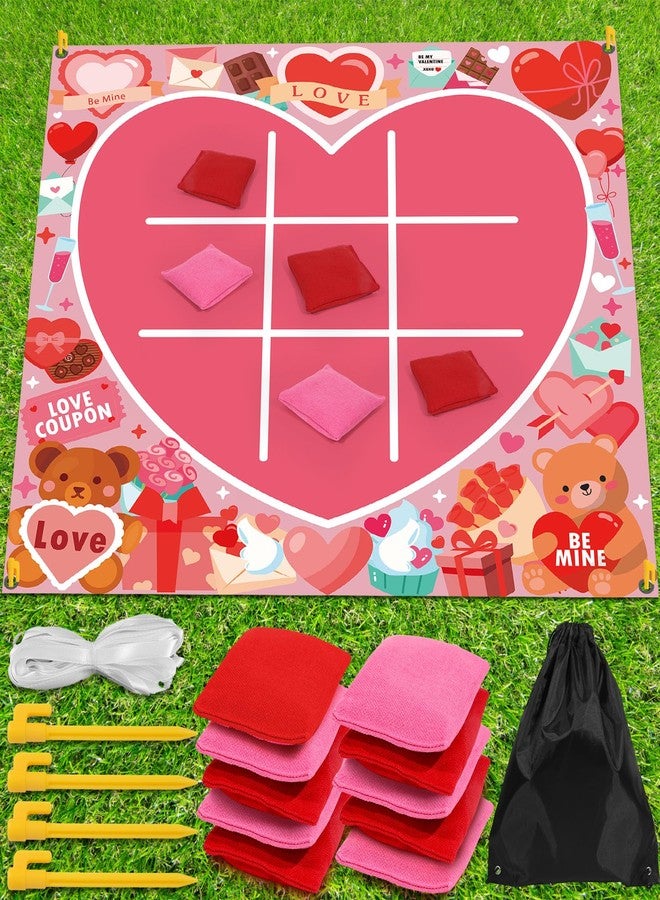 OBUSATT Valentines Party Games Valentines Games for Adults Kids Classroom Bean Bag Toss Tic Tac Toe Game 4ft Giant Lawn Yard Outdoor Games Valentine Day Class Activities Backyard Camping Holiday Party Favors - Image 1