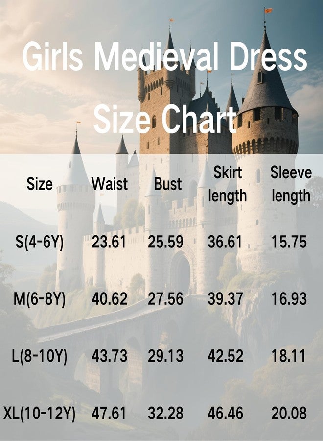 GRAJTCIN Girls Medieval Dress Renaissance Princess for Kids Halloween Outfit Costume Flared Sleeve 2 PCS Black 4-6Y - Image 3