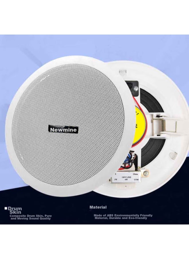 Newmine Nd-6 Constant Voltage Ceiling Speaker, Recessed Ceiling Audio System For Background Music, Embedded Public Address System For Shopping Malls And Stores, 6 Inches - Image 3