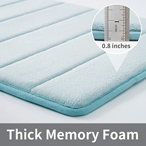 ROSMARUS Memory Foam Bath Mat - 20' x 32', Water Absorbent Shower Mat, Thick Non Slip Bath Rugs with PVC Backing, Ultra Soft for Bathroom Floor & Tub, Aqua Blue - Image 5