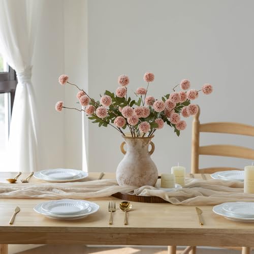 mizii 6Pcs Pink Fake Silk Pompon Mum Artificial Flowers Bulk Small Faux Chrysanthemums with Stems Realistic Floral Decorations for Wedding DIY Bouquet Centerpieces Shower Vase Home Decor (Light Pink) - Image 3