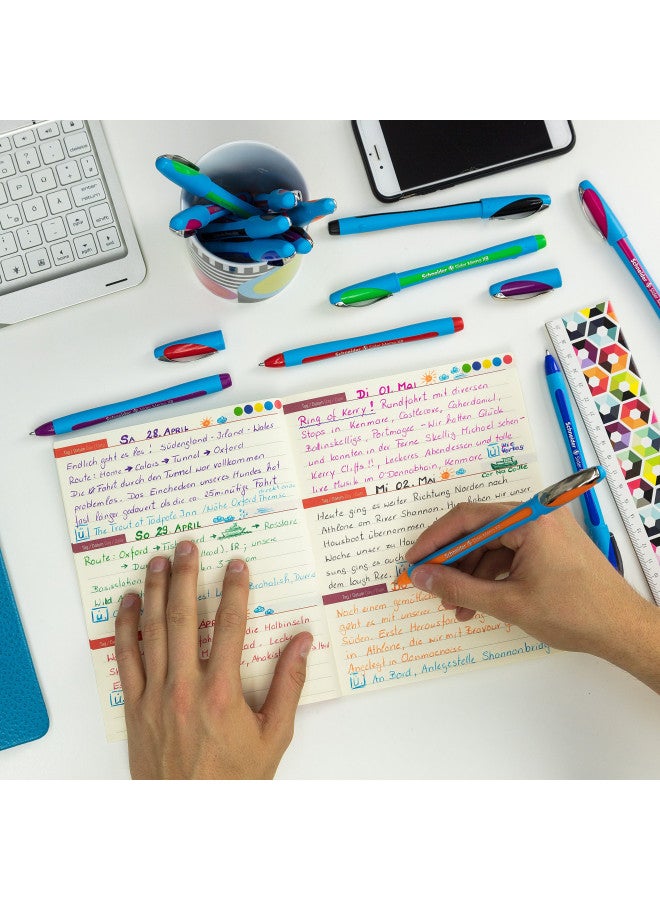 Stride Schneider Slider Memo XB (Extra Broad) Ballpoint Pen, 1.4 mm, Light Blue Barrel, Assorted Ink Colors, Pack of 3 Pens: Black, Red, Blue (150293) - Image 4