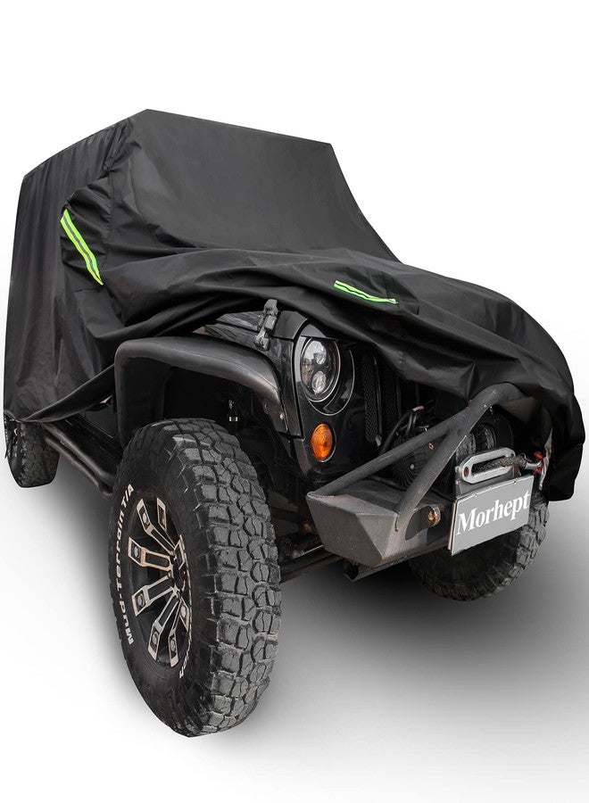 Morhept Waterproof Cover for Jeep Wrangler JK JL CJ YJ TJ 4 Door 1987-2023 Outdoor Sun Rain Wind Snow Protection Dustproof Covers with Driver Door Zipper Black - Image 1
