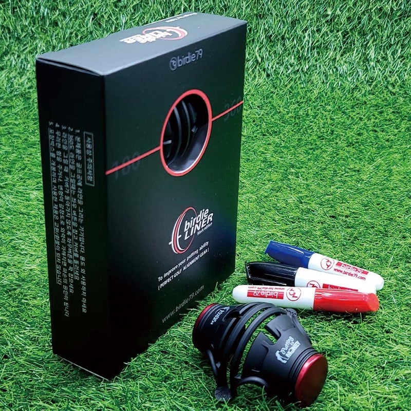 BIRDIE79 Birdie Liner Black Golf Ball Marker Alignment Tool Kit - 360-Degree Triple Line Stencil with 3-Color Pens and Gift Box - Premium Quality - Image 2