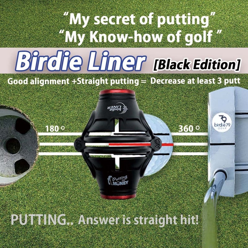 BIRDIE79 Birdie Liner Black Golf Ball Marker Alignment Tool Kit - 360-Degree Triple Line Stencil with 3-Color Pens and Gift Box - Premium Quality - Image 5