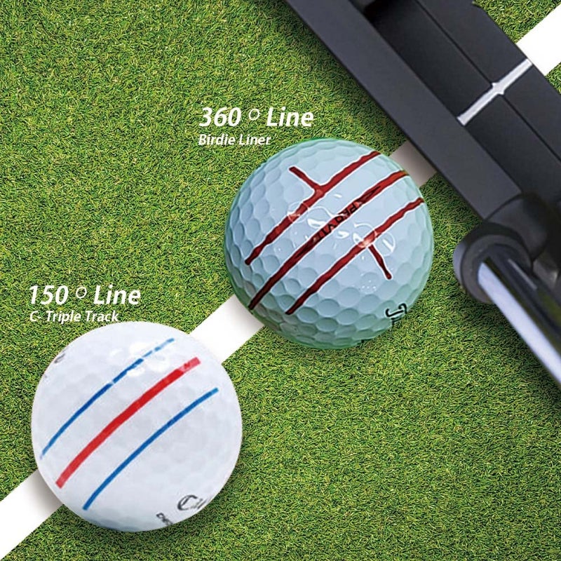 BIRDIE79 Birdie Liner Black Golf Ball Marker Alignment Tool Kit - 360-Degree Triple Line Stencil with 3-Color Pens and Gift Box - Premium Quality - Image 3