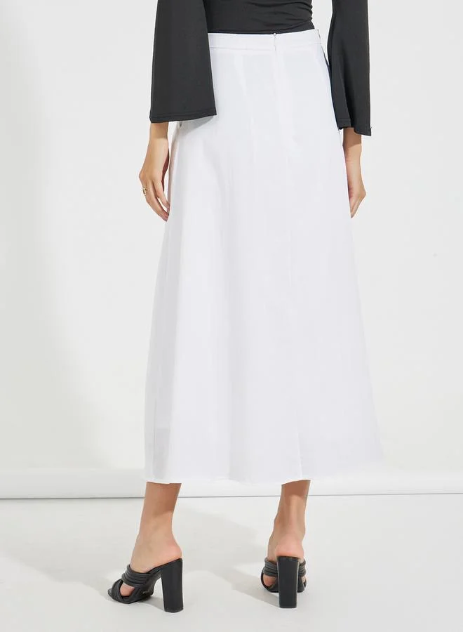 Styli Floral Placement Print A-Line Maxi Skirt