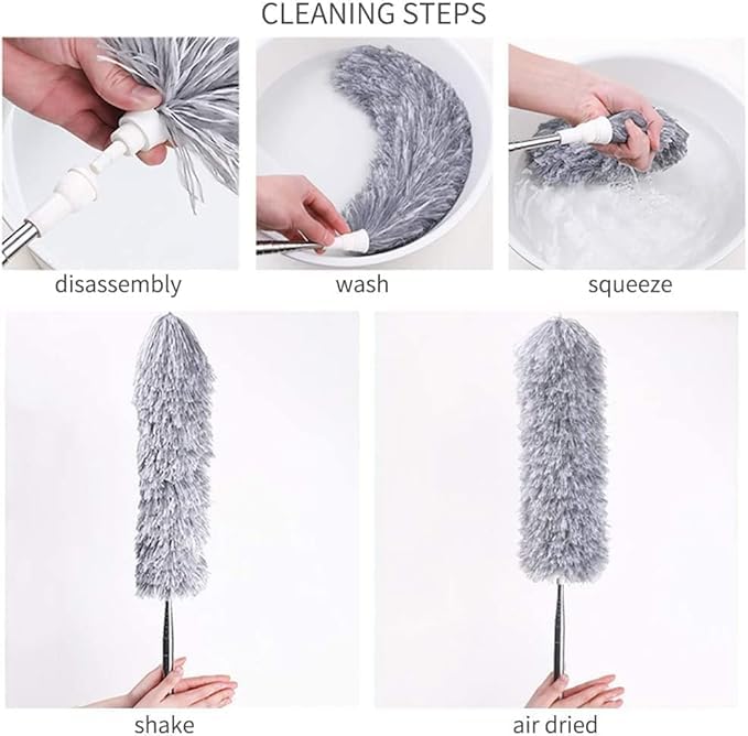 AORIN Microfiber Feather Duster Bendable Extendable Fan Cleaning Duster with 100 inches Expandable Pole Handle Washable Duster for High Ceiling FansWindow Blinds Furniture - Image 3