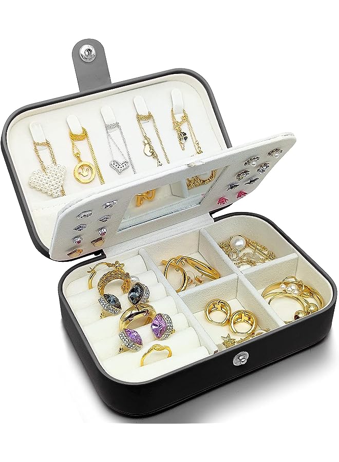 PROMASS sunny small jewelry box - mini jewelry box - Women travel jewelry case, Portable small jewelry organizer for Rings Earrings Necklace, Gifts for Girls Women (Black) - Image 1