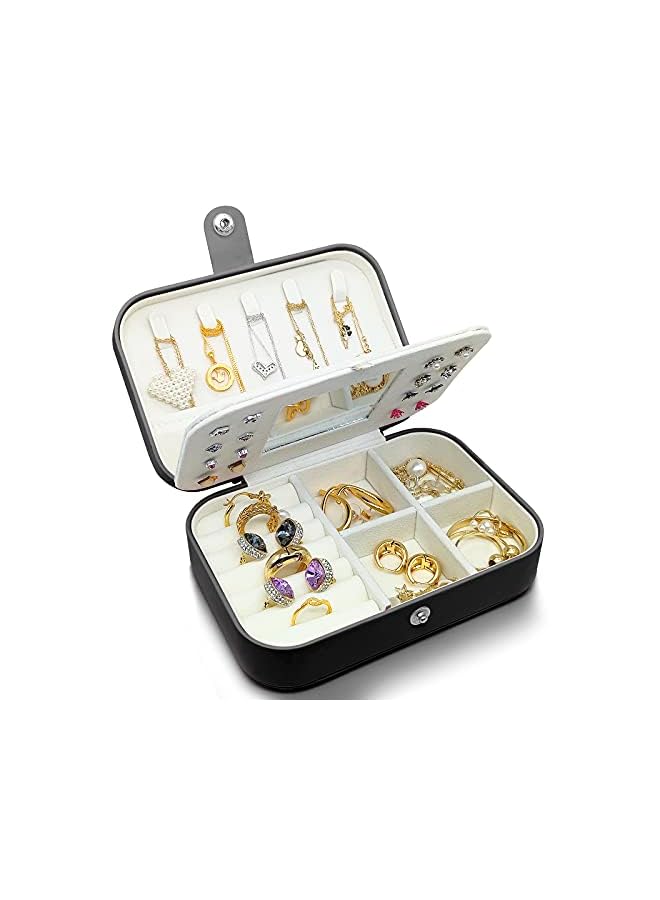 PROMASS sunny small jewelry box - mini jewelry box - Women travel jewelry case, Portable small jewelry organizer for Rings Earrings Necklace, Gifts for Girls Women (Black) - Image 2