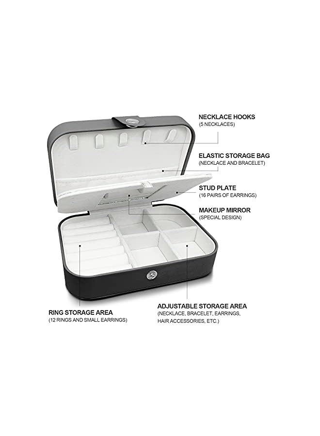 PROMASS sunny small jewelry box - mini jewelry box - Women travel jewelry case, Portable small jewelry organizer for Rings Earrings Necklace, Gifts for Girls Women (Black) - Image 3
