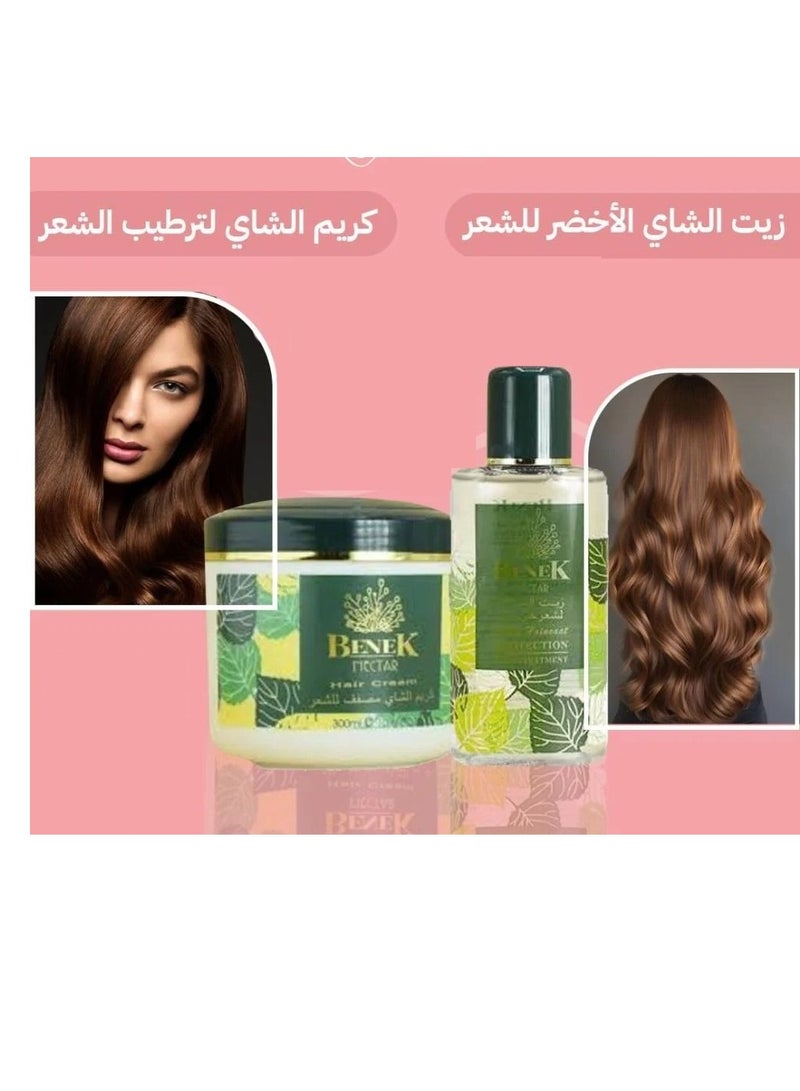 BENEK Tea Oil for Silky Hair 120 ml with Tea Cream Hair Stylist 300ml - Image 2
