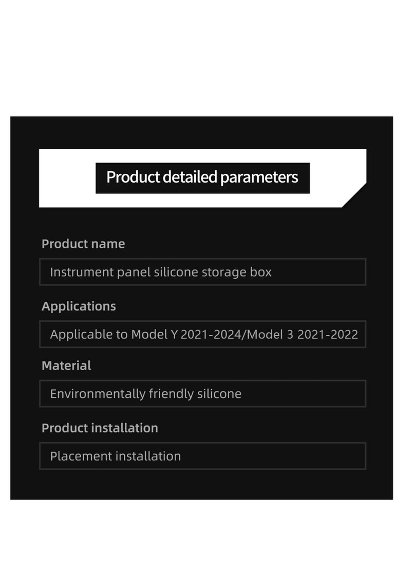 SYOSI Front Phone Holder Sunglasses Tissue Storage Box, for tesla Model Y 2021-2024, Model 3 2021-2022, Not for Highland 2023, Silicone Tray Black, for Tidy Collection of Documents  - Image 1