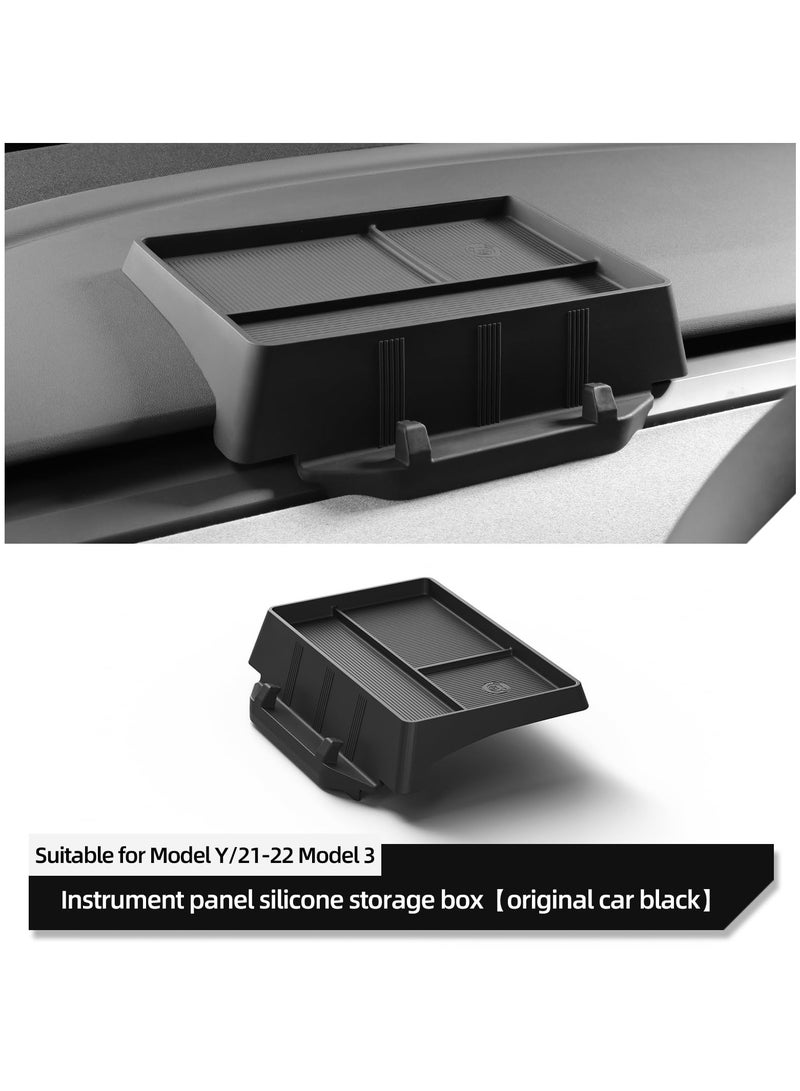 SYOSI Front Phone Holder Sunglasses Tissue Storage Box, for tesla Model Y 2021-2024, Model 3 2021-2022, Not for Highland 2023, Silicone Tray Black, for Tidy Collection of Documents  - Image 3
