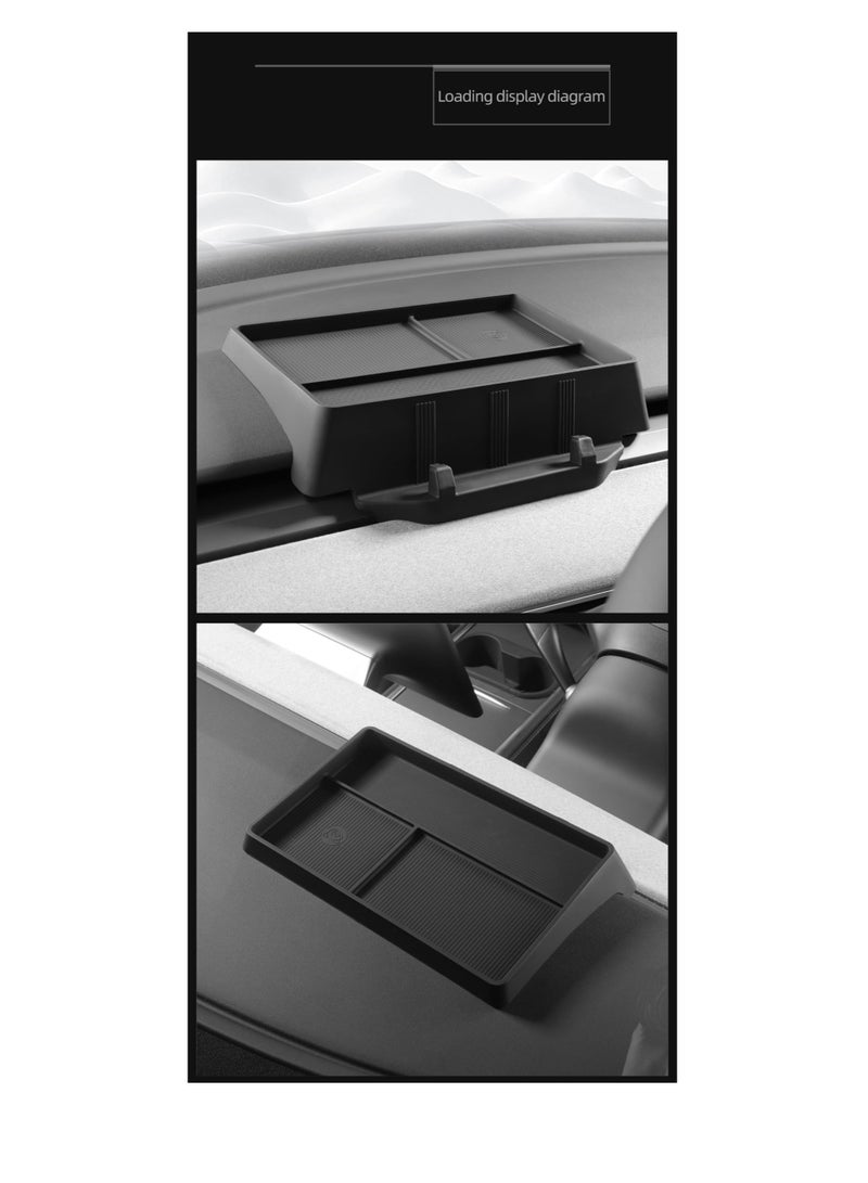 SYOSI Front Phone Holder Sunglasses Tissue Storage Box, for tesla Model Y 2021-2024, Model 3 2021-2022, Not for Highland 2023, Silicone Tray Black, for Tidy Collection of Documents  - Image 5