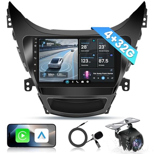 Jufodrca 8Core4GB RAM Car Radio Stereo for Hyundai Elantra 2011 2012 2013 9 Inch 1280 800 HD Touchscreen Upgrade Wireless Carplay Android Auto 1080P Backup Camera Bluetooth 5G WiFi FM GPS SWC RDS - Image 1