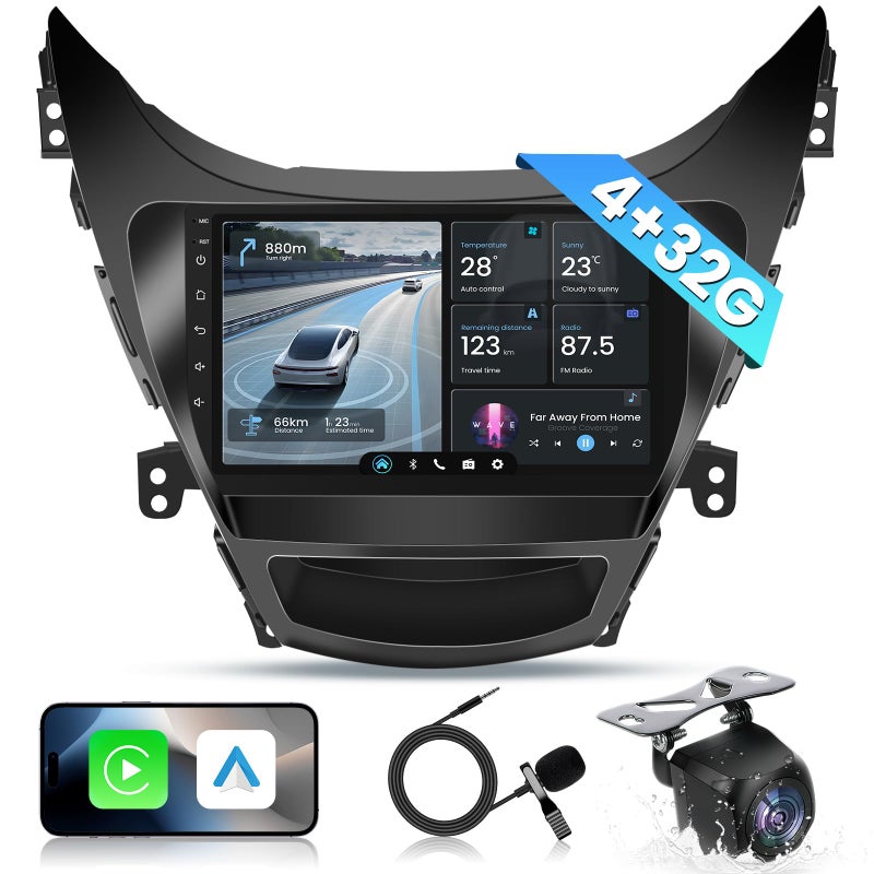 Jufodrca 8Core4GB RAM Car Radio Stereo for Hyundai Elantra 2011 2012 2013 9 Inch 1280 800 HD Touchscreen Upgrade Wireless Carplay Android Auto 1080P Backup Camera Bluetooth 5G WiFi FM GPS SWC RDS - Image 2