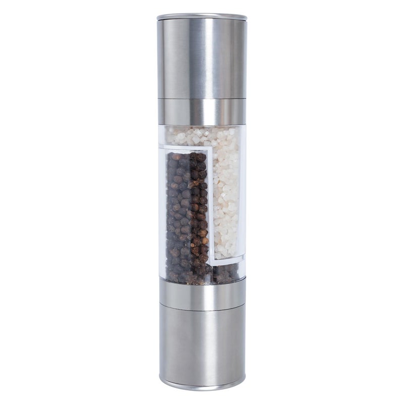 Miayon 2 in 1 Salt and Pepper Grinder Stainless Steel Manual Pepper Mill Adjustable Coarseness Ceramic Spice Grinder Dual Refillable Salt Pepper Mill Shaker for Camping Travel Outdoor Home BBQ - Image 1