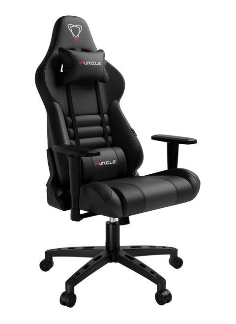 High Back Racing Style Gaming Chair with Adjustable Armrests Comfortable PU Leather Video Gaming Chairs Headrest and Lumbar Support - Global Furniture. (Black)