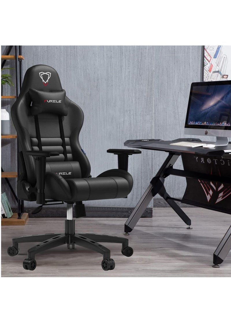 Forged High Back Racing Style Gaming Chair with Adjustable Armrests Comfortable PU Leather Video Gaming Chairs Headrest and Lumbar Support - Global Furniture. (Black)  - Image 2