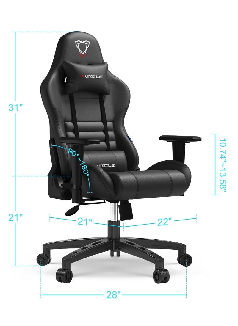 Forged High Back Racing Style Gaming Chair with Adjustable Armrests Comfortable PU Leather Video Gaming Chairs Headrest and Lumbar Support - Global Furniture. (Black)  - Image 3