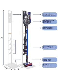 Eworld Premium Floor Docking Dyson Stand for Cordless Vacuum Cleaners with Wheels, Compatible with Dyson V15 V11 V10 V8 V7 V6 Dreame T30 T20 V12 V11 V10, No Wall Drilling, Durable Metal Holder in Sleek White  - Image 2