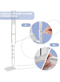 Eworld Premium Floor Docking Dyson Stand for Cordless Vacuum Cleaners with Wheels, Compatible with Dyson V15 V11 V10 V8 V7 V6 Dreame T30 T20 V12 V11 V10, No Wall Drilling, Durable Metal Holder in Sleek White  - Image 3