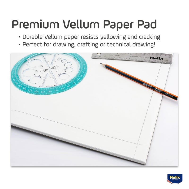 Maped Helix - 100% Rag Vellum Paper Pad - 11 Inch x 17 Inch - 50 Sheet Pad - Acid-Free - Drafting, Art, Sketching and Tracing - Image 2
