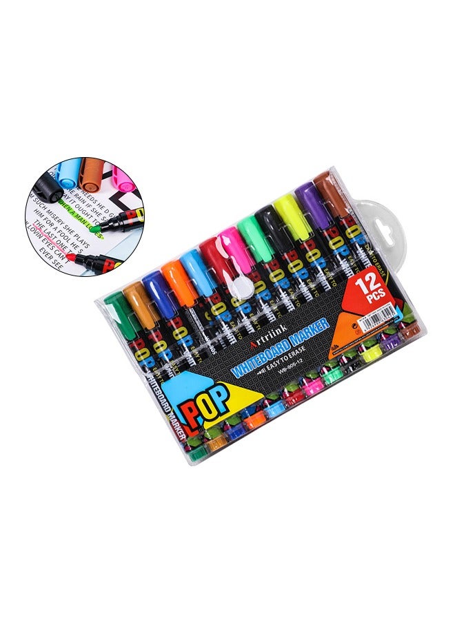 Generic 12-Color Whiteboard Markers, Durable Colored Pens with Smooth Writing & Wear-Resistant Tips, Oil-Based Ink Paint Marker Set for Drawing, Highlighting, Doodling, Writing - Image 1
