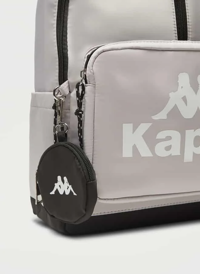 كابا Kappa Logo Print Backpack with Adjustable Shoulder Straps and Zip Closure
