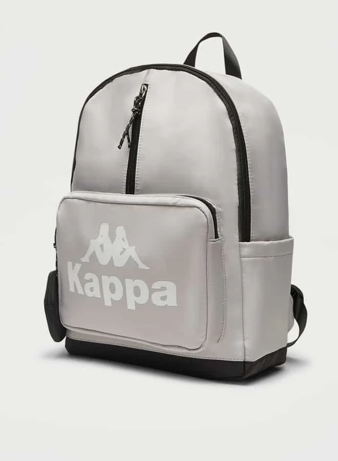 كابا Kappa Logo Print Backpack with Adjustable Shoulder Straps and Zip Closure
