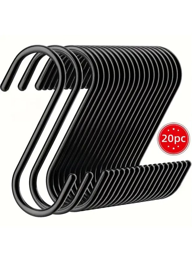 20pcs Heavy Duty Silvery S Hooks Non Slip Rustproof Multipurpose Wall Mount Organizer - Image 2