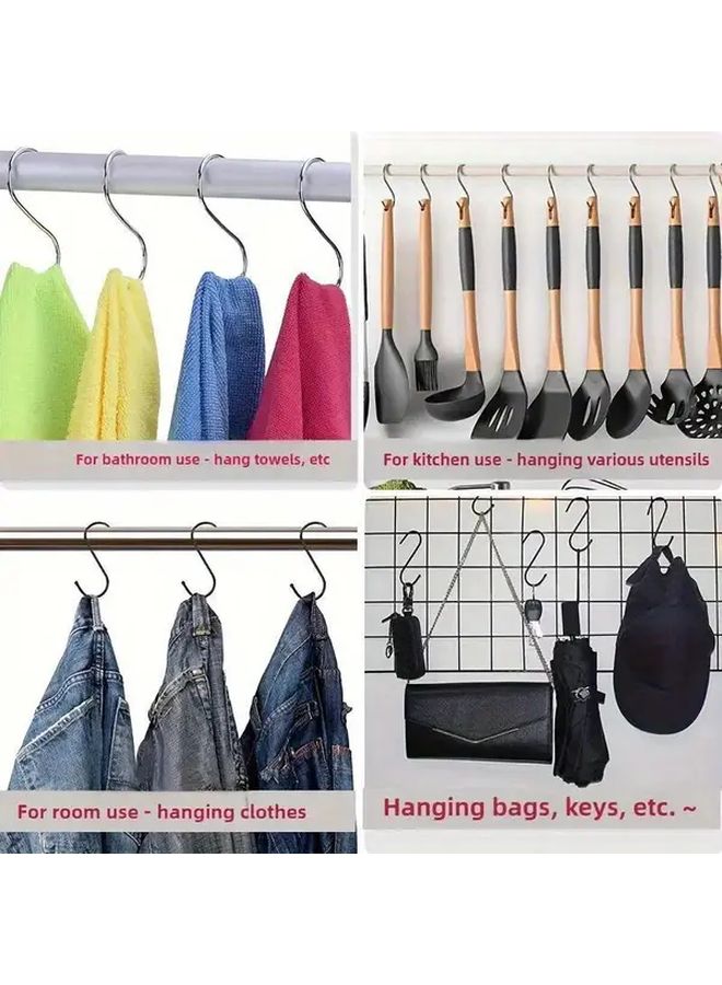 20pcs Heavy Duty Silvery S Hooks Non Slip Rustproof Multipurpose Wall Mount Organizer - Image 3