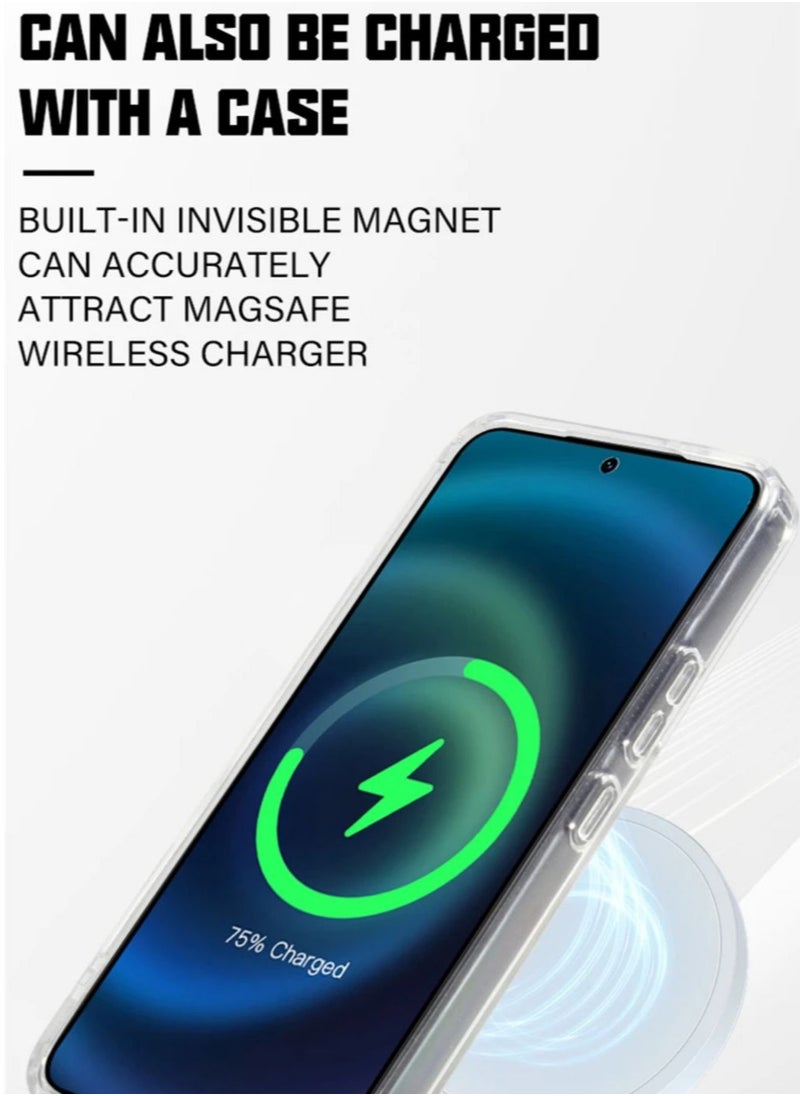 Transparent case with MacSave wireless charging that protects the device from all sides for Galaxy S23 Plus