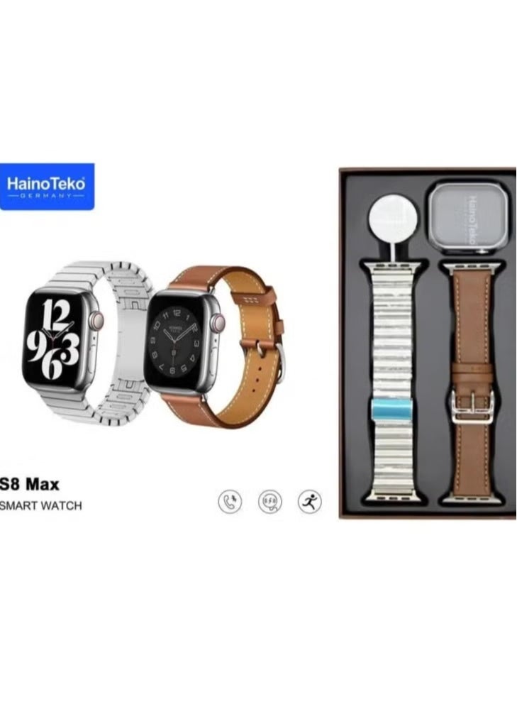 Haino Teko Smart Watch S8 Max | 2 Straps, Wireless Charger, Fitness Tracker, Heart Rate Monitor, Sleep Tracking, Bluetooth Call, IP68 Waterproof, Stylish Design for Men & Women - Image 3