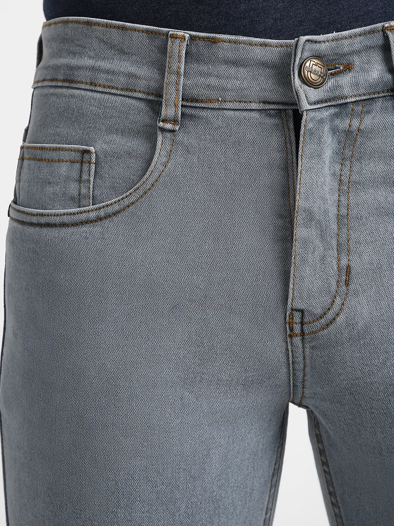 Urbano Fashion  Urbano Fashion Men's Light Grey Regular Fit Washed Jeans Stretchable  | Best Price UAE