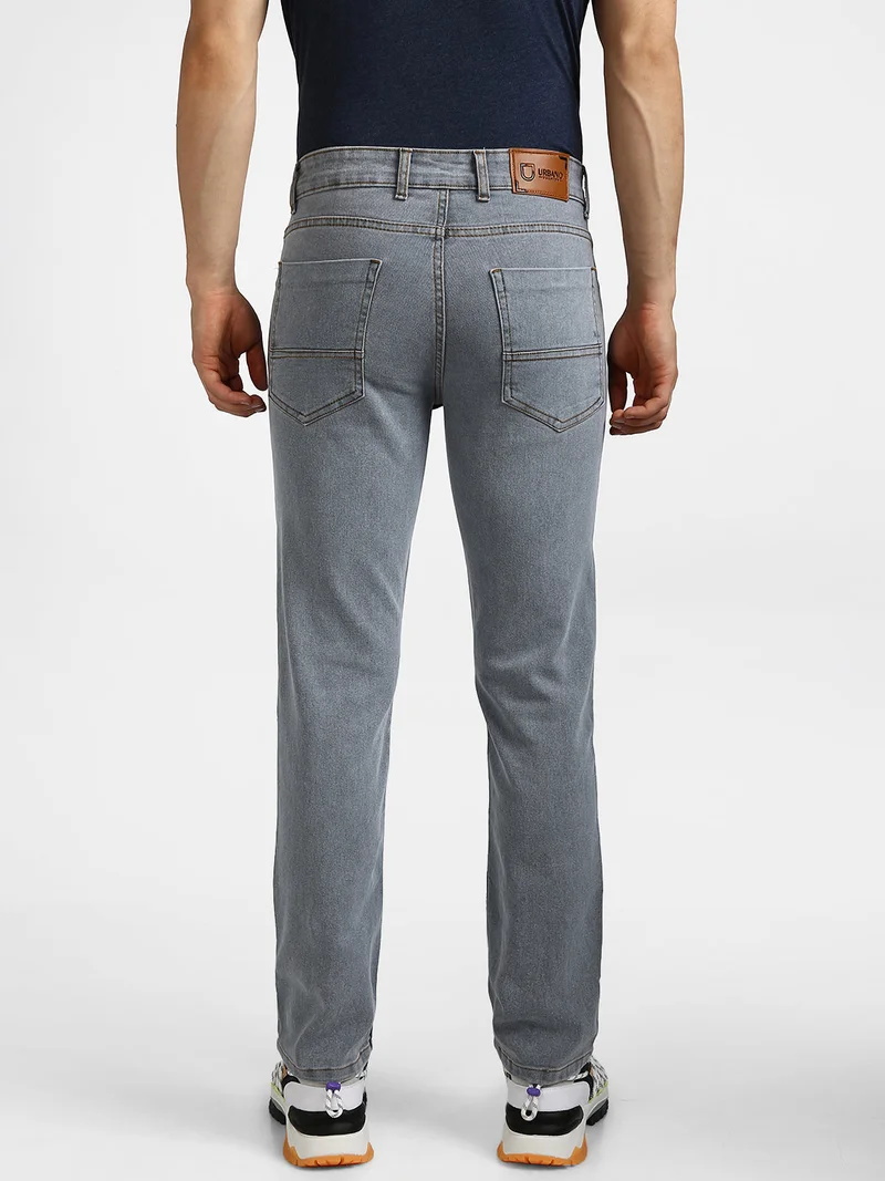 Urbano Fashion  Urbano Fashion Men's Light Grey Regular Fit Washed Jeans Stretchable  | Best Price UAE