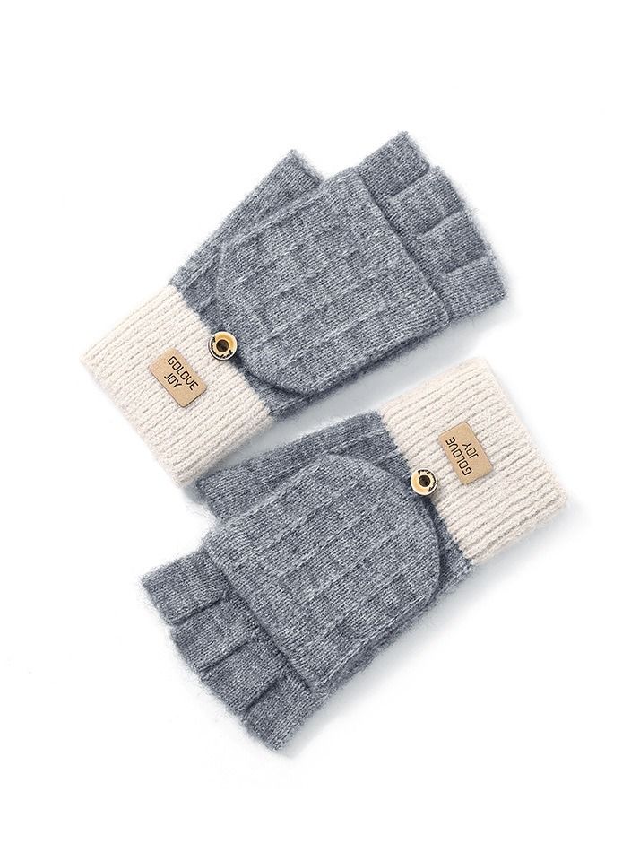 Golovejoy Women's Autumn And Winter Warm Outdoor Windproof Plush Korean Cute Cold Proof Gloves 