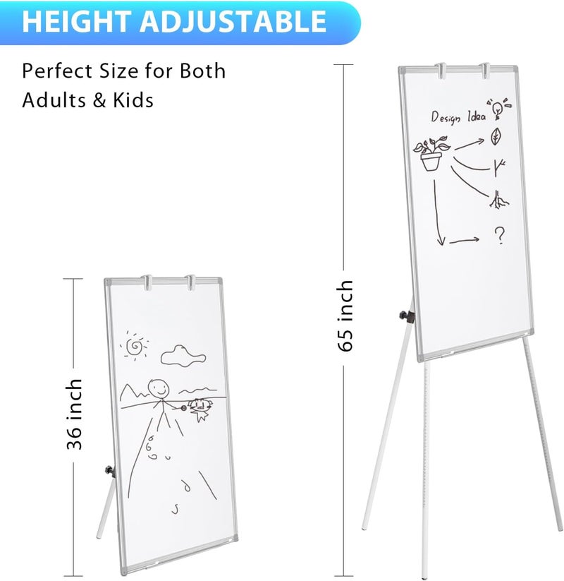 maxtek Easel Whiteboard - Magnetic Portable Dry Erase 36 x 24 Tripod Height Adjustable, 3' x 2' Flipchart Easel Stand White Board for Office or Teaching at Home & Classroom (36x24 White) - Image 3