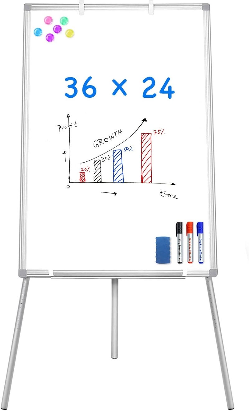 maxtek Easel Whiteboard - Magnetic Portable Dry Erase 36 x 24 Tripod Height Adjustable, 3' x 2' Flipchart Easel Stand White Board for Office or Teaching at Home & Classroom (36x24 White) - Image 1