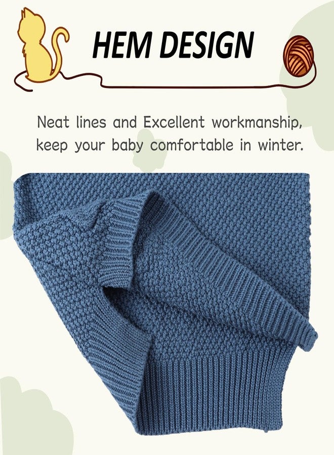 Peecabe Toddler Baby Girl Boy Cable Knit Sweater Cotton Infant Pullover Crewneck Long Sleeve Sweatshirt Fall Winter (Haze Blue, 2T) - Image 5