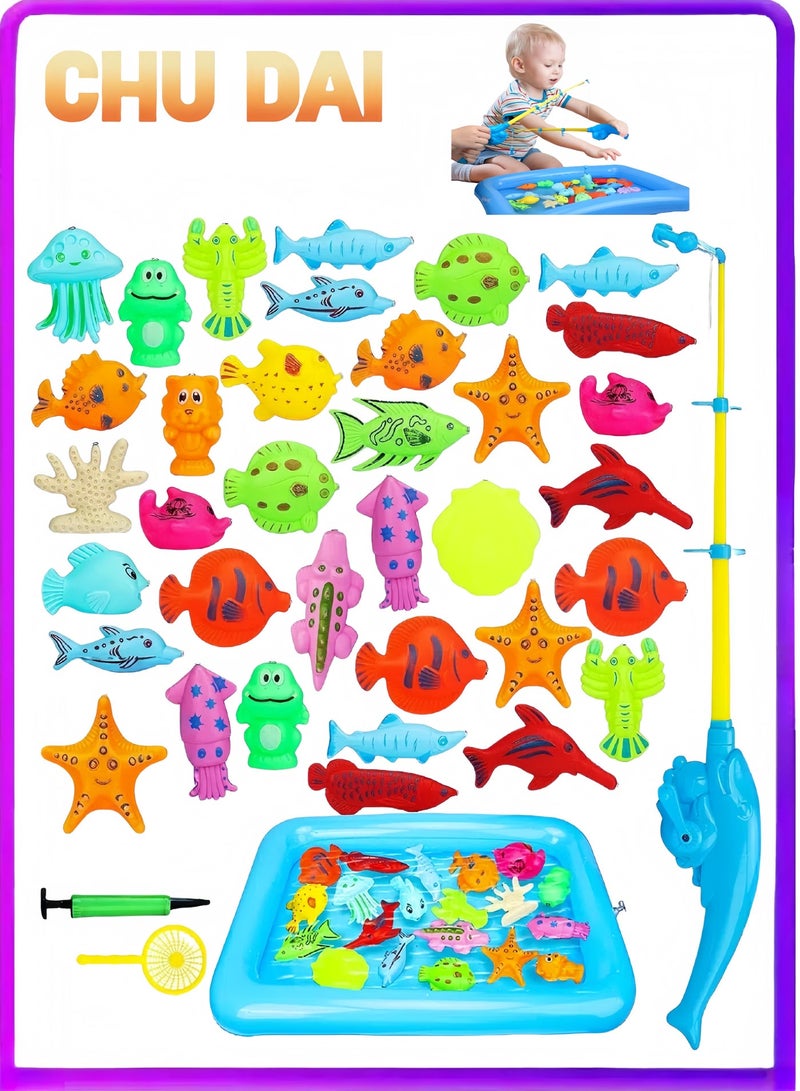CHU DAI Magnetic Fishing Game for Kids 3-5 with Toddler Fishing Poles,Bath Toys for Kids Ages 4-8,Magnetic Poles Game are Designed for Little Hands & Children's boxing game, reflex ball, inflatable tumbler, 1 meter high & 15 Pcs Toy Cars for Toddlers Mini Pull Back Cars & Trucks Party Favors for Kids & Race Tracks Toys Sets for Boys Kids, Construction Electric toy car , Christmas Birthday Gifts Toys for 3 Year Old Boys and up.(135PCS) & 6CM Diameter Walking Spring Toy, Plastic Rainbow Giant Slinky, Fidget Toy, Kids Toys for Ages 5 Up & Marble Run Building for Kids: STEM Building Blocks Set Compatible Classic Blocks - Educational Toys for Kids Home School - Birthday Gift for Boys GirlsBundle - Image 2
