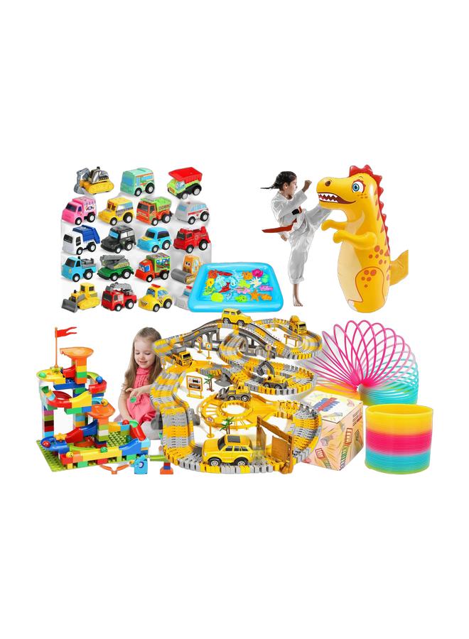 CHU DAI Magnetic Fishing Game for Kids 3-5 with Toddler Fishing Poles,Bath Toys for Kids Ages 4-8,Magnetic Poles Game are Designed for Little Hands & Children's boxing game, reflex ball, inflatable tumbler, 1 meter high & 15 Pcs Toy Cars for Toddlers Mini Pull Back Cars & Trucks Party Favors for Kids & Race Tracks Toys Sets for Boys Kids, Construction Electric toy car , Christmas Birthday Gifts Toys for 3 Year Old Boys and up.(135PCS) & 6CM Diameter Walking Spring Toy, Plastic Rainbow Giant Slinky, Fidget Toy, Kids Toys for Ages 5 Up & Marble Run Building for Kids: STEM Building Blocks Set Compatible Classic Blocks - Educational Toys for Kids Home School - Birthday Gift for Boys GirlsBundle - Image 1