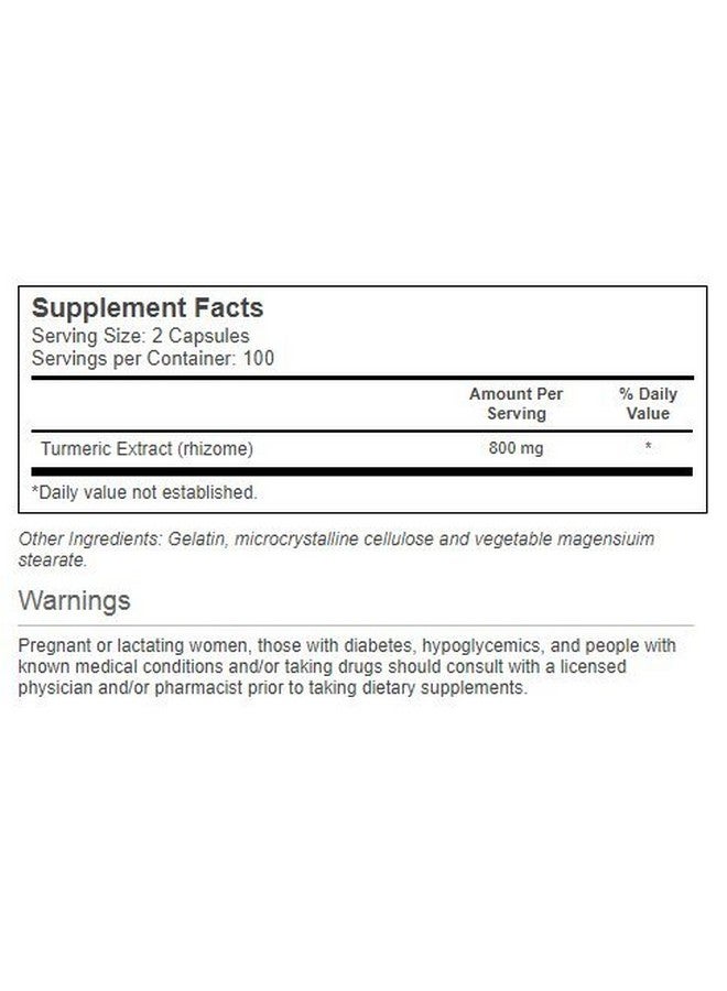Vitacost Brand Vitacost Turmeric Extract -- 800 mg per serving - 200 Capsules - Image 2