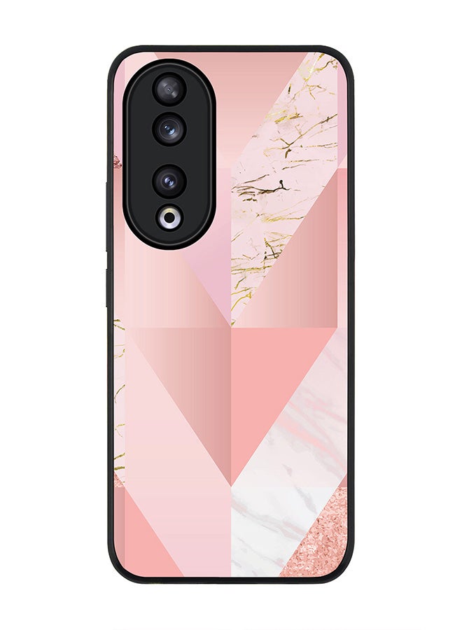 Stylizedd Rugged Black edge case for Honor 90 5G, Slim fit Soft Case Flexible Rubber Edges Anti Drop TPU Gel Thin Cover -  Marble Pink Vintage - Image 1