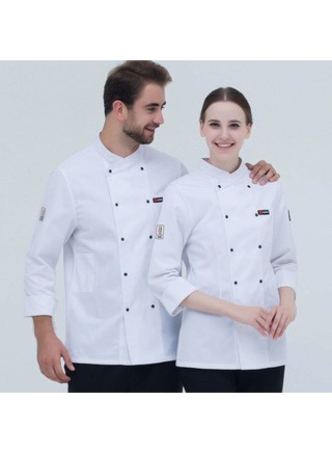 NIBEMINENT Unisex Chef Shirt Adults Kitchen Work Uniform Chef Coat Cook Jacket Hotel Restaurant Canteen Cake Shop Cafe Costume - Image 1