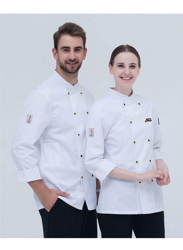NIBEMINENT Unisex Chef Shirt Adults Kitchen Work Uniform Chef Coat Cook Jacket Hotel Restaurant Canteen Cake Shop Cafe Costume - Image 4