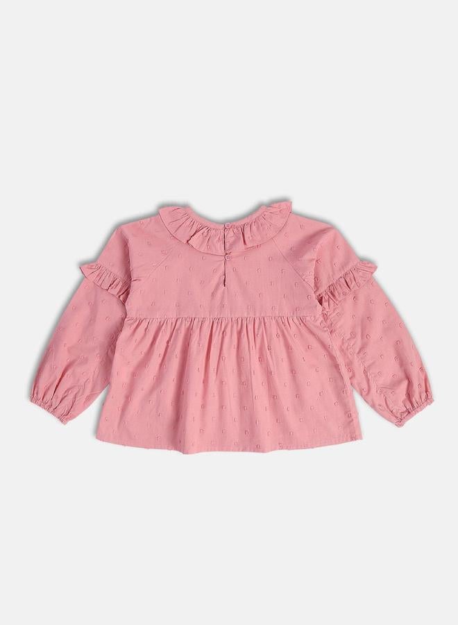 MINIKLUB Girls Ruffled Dobby Cotton Top - Image 2